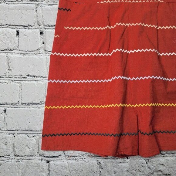 Francesca's Blue Rain Clay Red Multicolor Stripe Romper 100% Cotton Size S - Picture 5 of 11